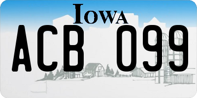 IA license plate ACB099