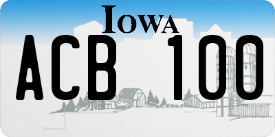 IA license plate ACB100
