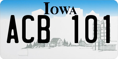 IA license plate ACB101