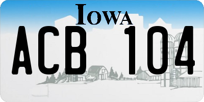 IA license plate ACB104