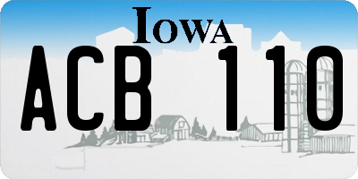 IA license plate ACB110