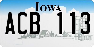 IA license plate ACB113