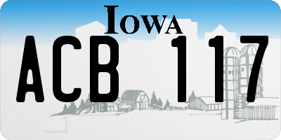 IA license plate ACB117
