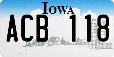IA license plate ACB118