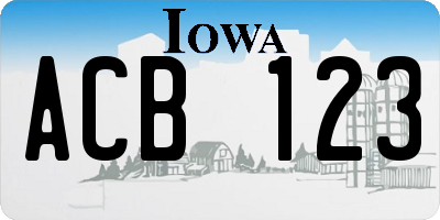 IA license plate ACB123