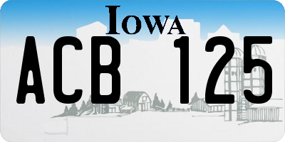 IA license plate ACB125