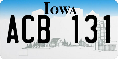 IA license plate ACB131