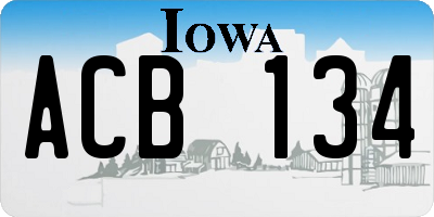 IA license plate ACB134