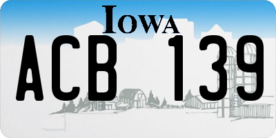 IA license plate ACB139