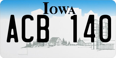 IA license plate ACB140