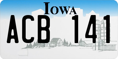 IA license plate ACB141