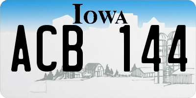IA license plate ACB144