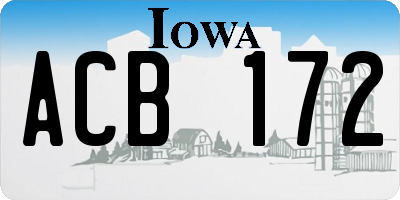 IA license plate ACB172