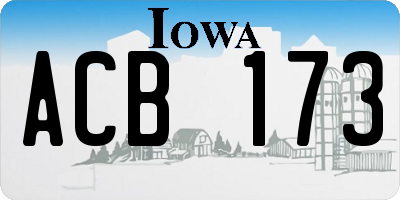 IA license plate ACB173