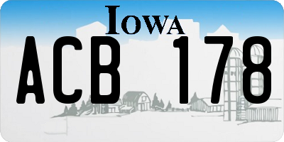 IA license plate ACB178