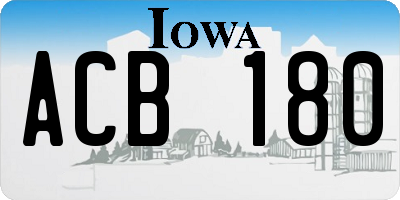 IA license plate ACB180