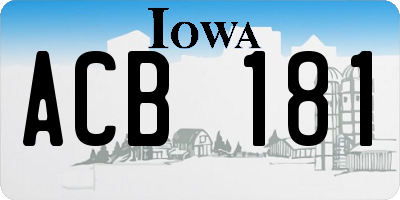 IA license plate ACB181