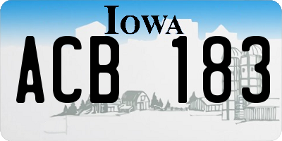 IA license plate ACB183