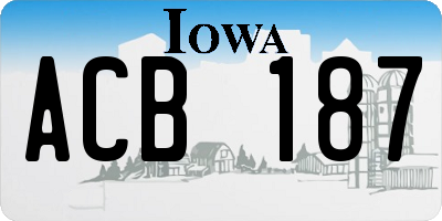IA license plate ACB187