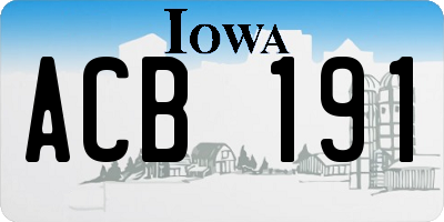 IA license plate ACB191