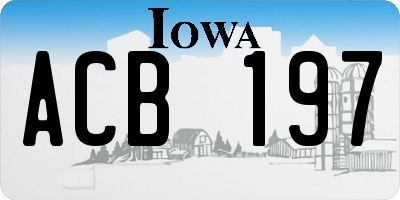 IA license plate ACB197