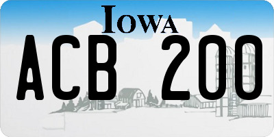 IA license plate ACB200