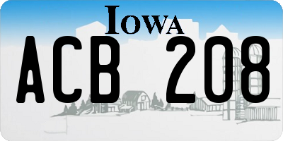 IA license plate ACB208