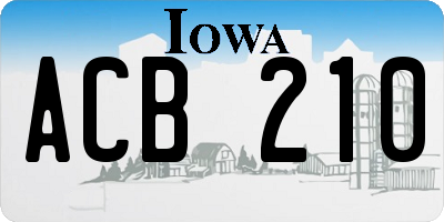 IA license plate ACB210