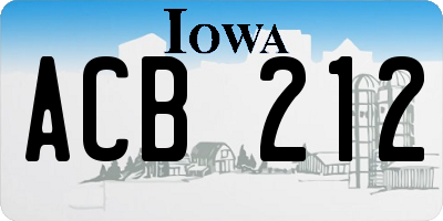 IA license plate ACB212