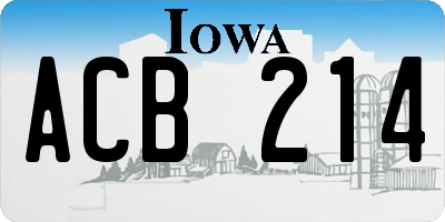 IA license plate ACB214