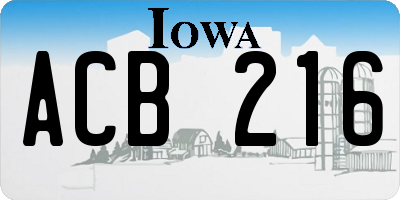 IA license plate ACB216