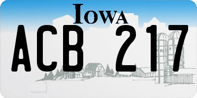 IA license plate ACB217