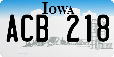 IA license plate ACB218
