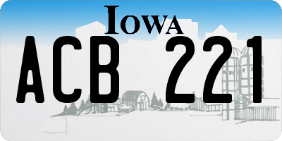 IA license plate ACB221