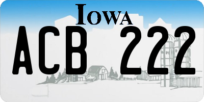 IA license plate ACB222