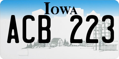 IA license plate ACB223