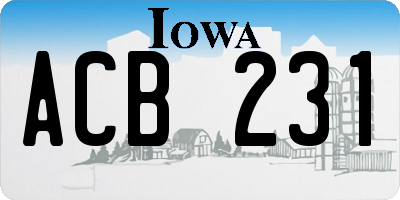 IA license plate ACB231