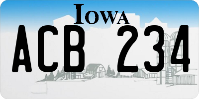 IA license plate ACB234