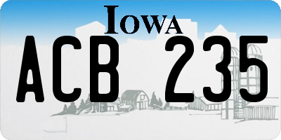 IA license plate ACB235