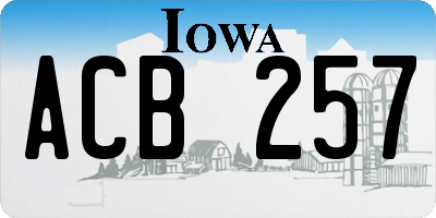 IA license plate ACB257