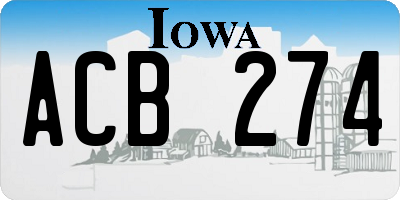 IA license plate ACB274