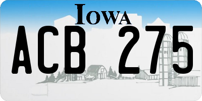 IA license plate ACB275