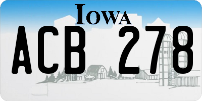 IA license plate ACB278