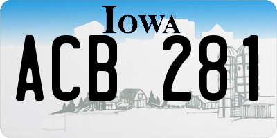 IA license plate ACB281