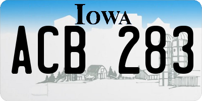 IA license plate ACB283