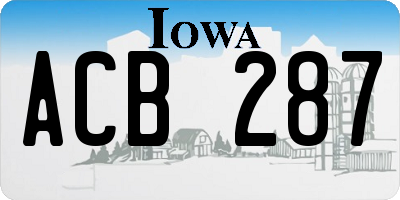 IA license plate ACB287