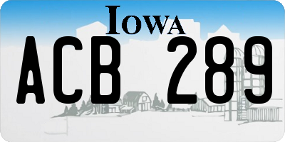 IA license plate ACB289