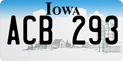 IA license plate ACB293