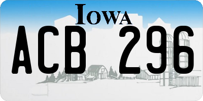 IA license plate ACB296