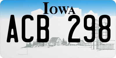 IA license plate ACB298